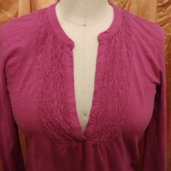 LOFT Deep V-Neck Roll Sleeve T-Shirt XS Petite - Picture 3 of 9